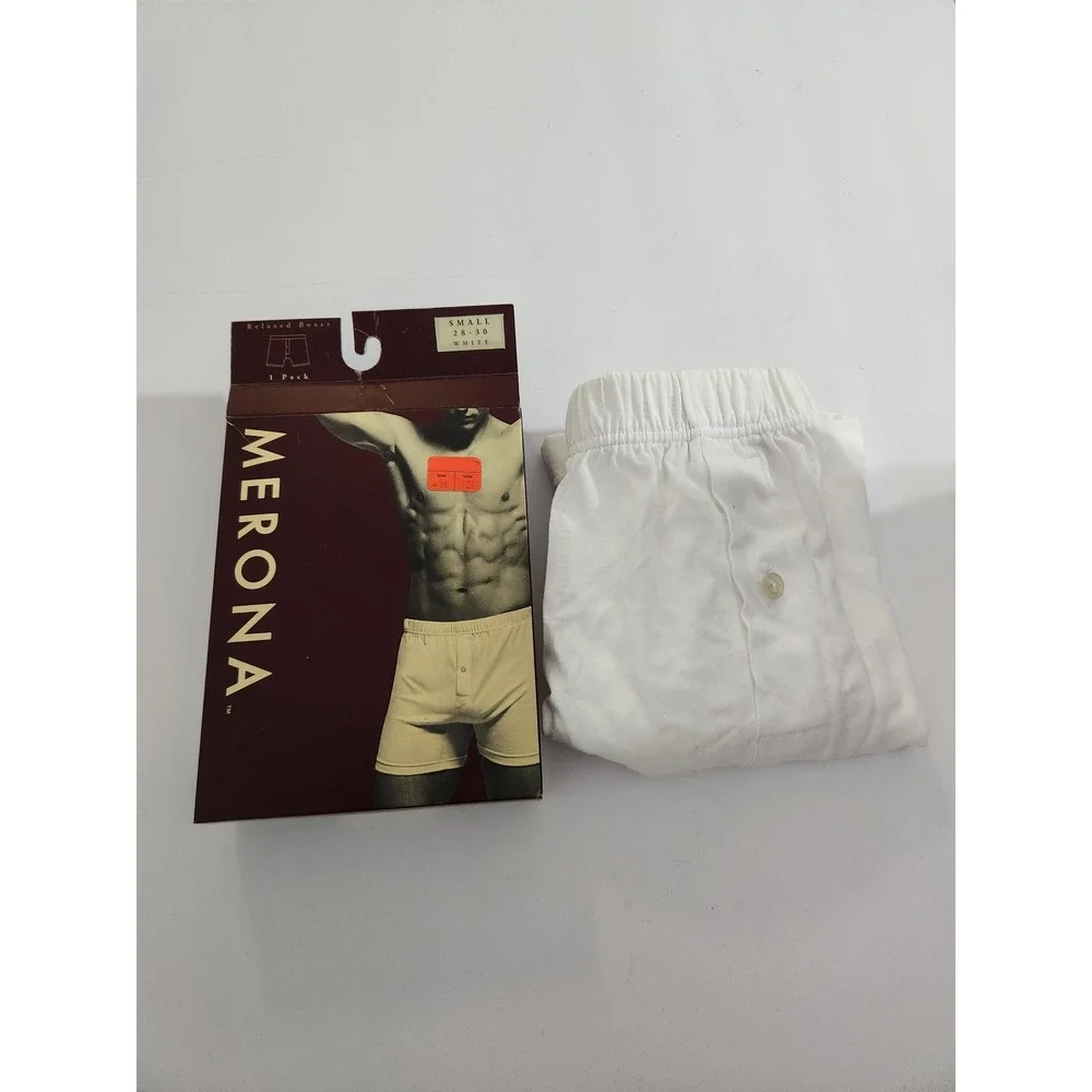 Merona Relaxed‎ Boxer White 100% Cotton Vintage 1999 Deadstock Small 28-30